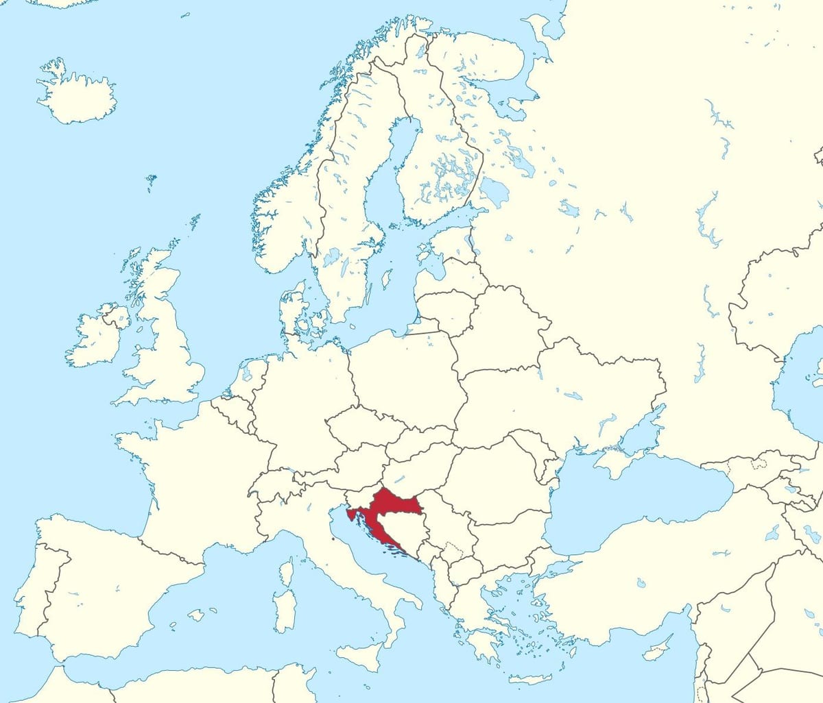ক্রোয়েশিয়া মধ্যে ইউরোপ মানচিত্র
