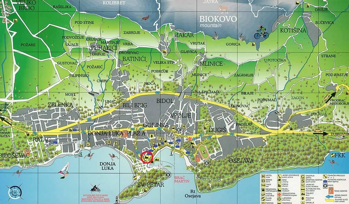 মানচিত্র makarska, ক্রোয়েশিয়া